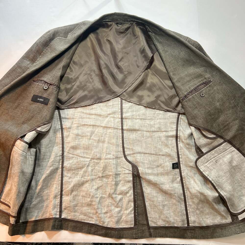 Alfani Men's 100% Linen Two-Button Blazer Jacket Size XL, Brown/Grey Txture - Picture 6 of 11
